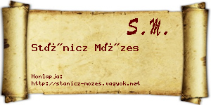 Stánicz Mózes névjegykártya